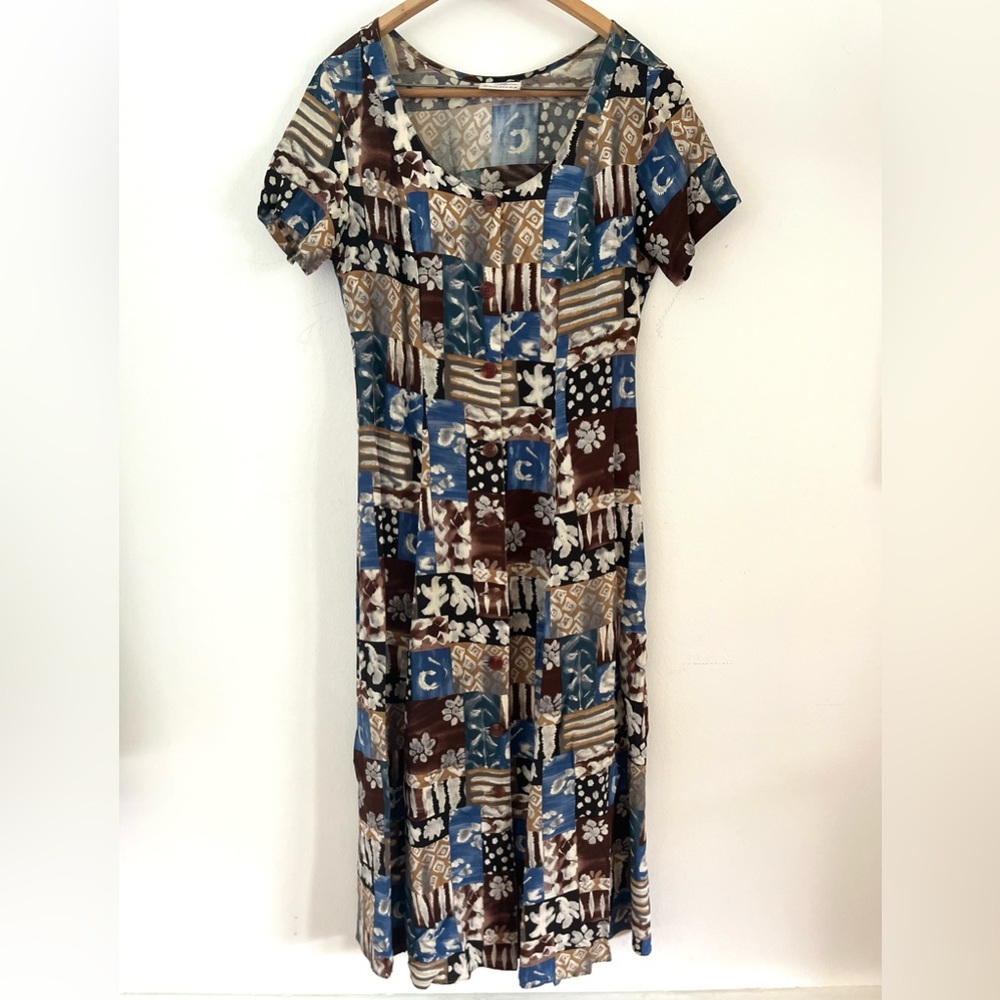 Granite Vintage Summer Dress Button Front Maxi Shirt Dress 80’s Women’s Size 8